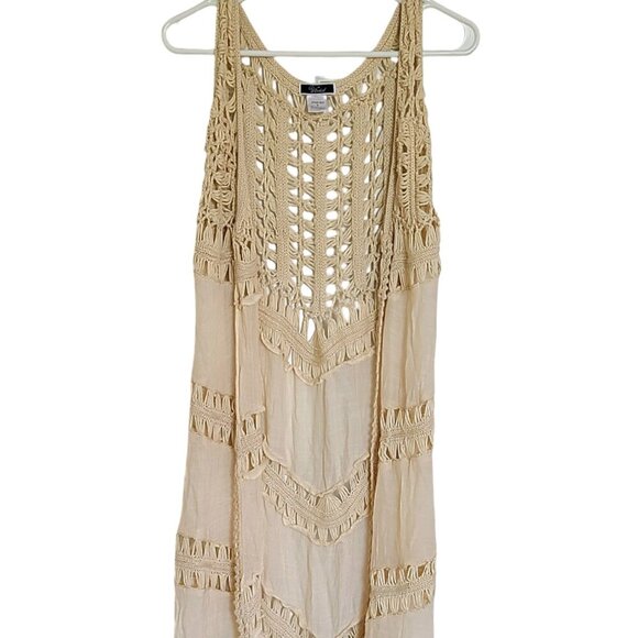 Vivid Womens Kimono Cardigan XL Cream Crochet Boho Festival Beach Drape Open - Picture 1 of 7